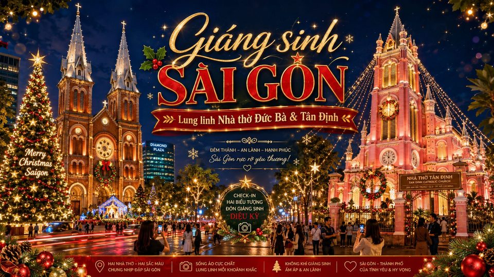 Giáng sinh Sài Gòn: lung linh Nhà thờ Đức Bà & Tân Định