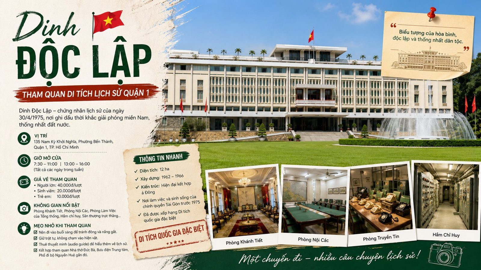 Dinh Độc Lập: tham quan di tích lịch sử Quận 1