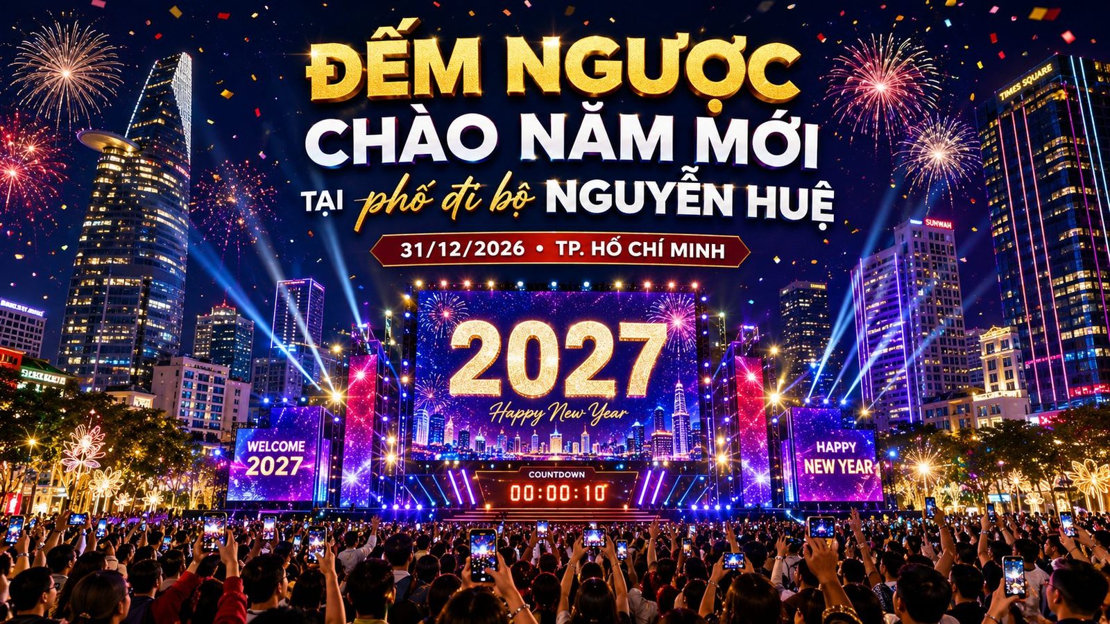 Đếm ngược chào năm mới tại phố đi bộ Nguyễn Huệ